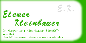elemer kleinbauer business card